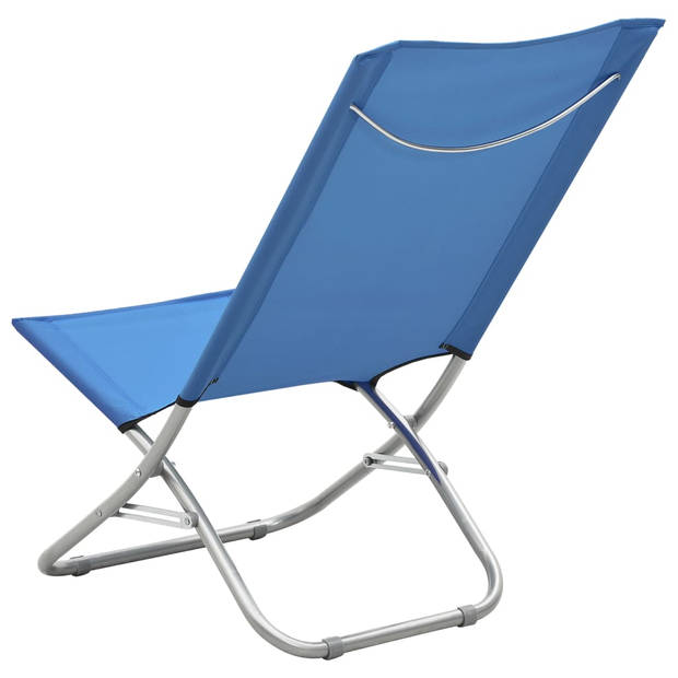 vidaXL Strandstoelen 2 st inklapbaar stof blauw