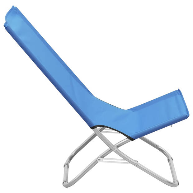 vidaXL Strandstoelen 2 st inklapbaar stof blauw