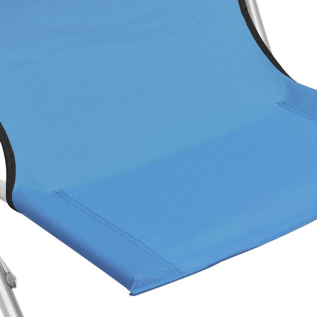 vidaXL Strandstoelen 2 st inklapbaar stof blauw