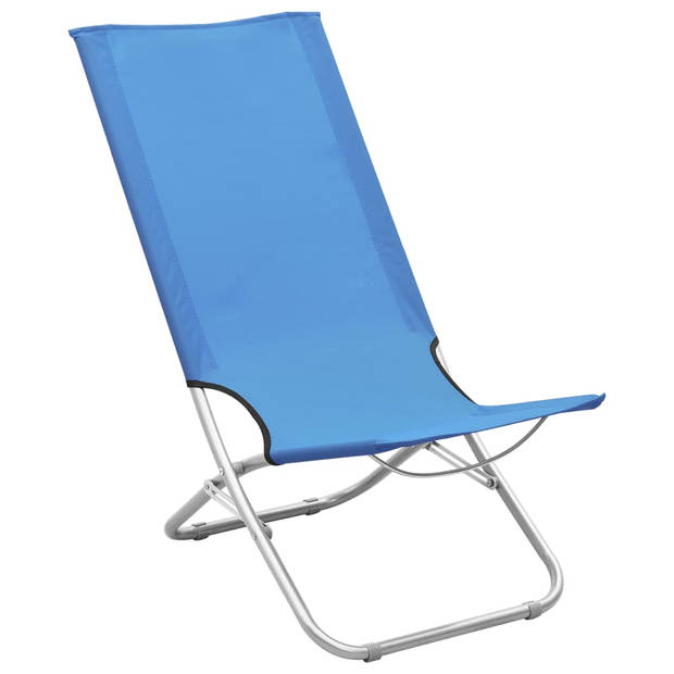 vidaXL Strandstoelen 2 st inklapbaar stof blauw