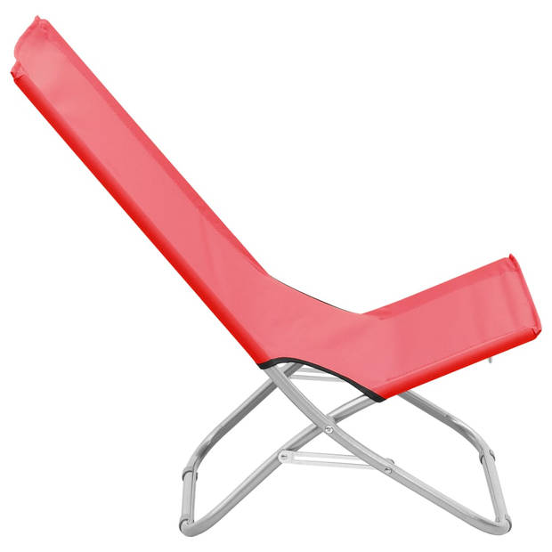 vidaXL Strandstoelen 2 st inklapbaar stof rood