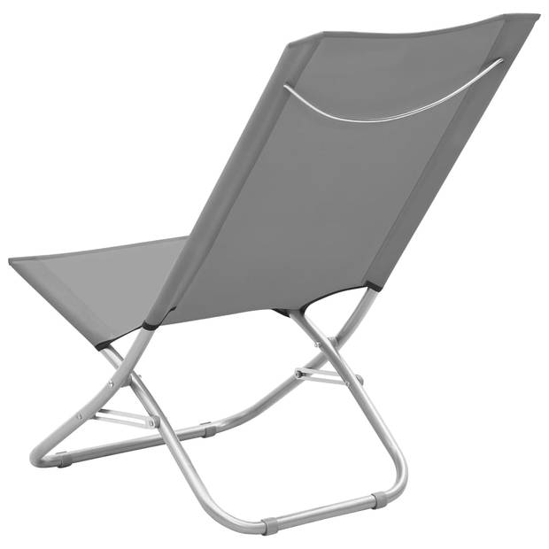 vidaXL Strandstoelen 2 st inklapbaar stof grijs