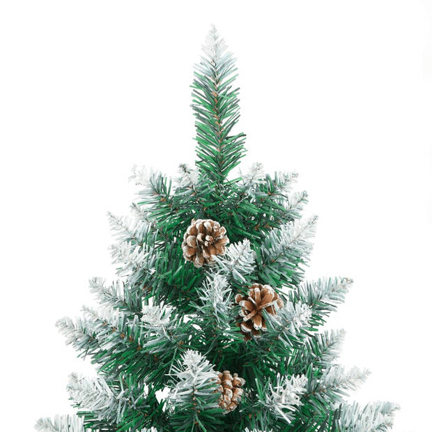 vidaXL Kerstboom met echt hout en sneeuw smal 150 cm groen