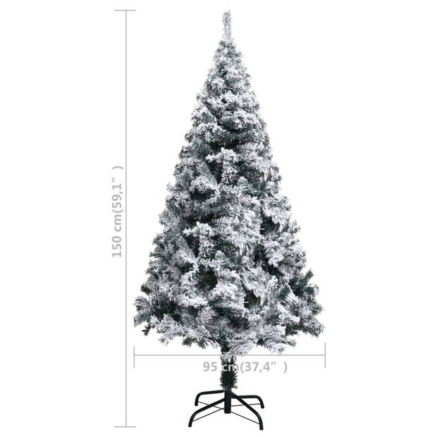 The Living Store Kunstkerstboom - PVC - 150 cm - Met witte sneeuw - 680 takken