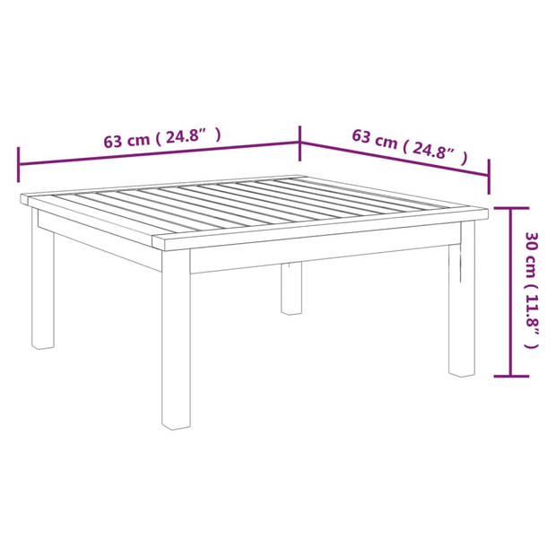 vidaXL Loungetafel 63x63x30 cm massief acaciahout