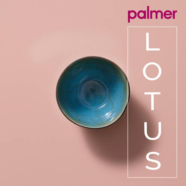 Palmer Schaal Lotus 15 cm 1 l Turquoise Zwart Stoneware 6 stuks