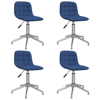 vidaXL Eetkamerstoelen draaibaar 4 st stof blauw