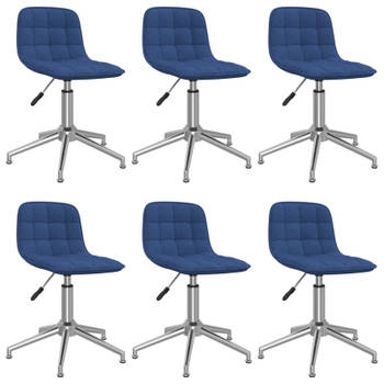 vidaXL Eetkamerstoelen draaibaar 6 st stof blauw