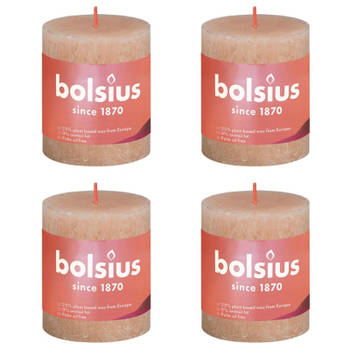 Bolsius Stompkaarsen Shine 4 st rustiek 80x68 mm mistroze