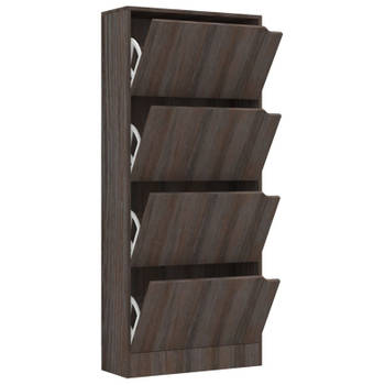 vidaXL Schoenenkast met 4 deuren 59x24x136 cm bewerkt hout grijs eiken