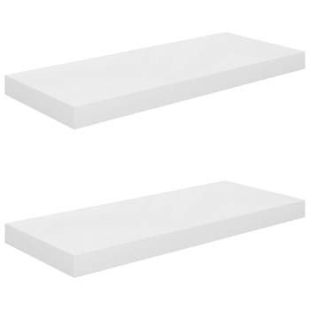 vidaXL Wandschappen zwevend 2 st 60x23,5x3,8 cm MDF hoogglans wit