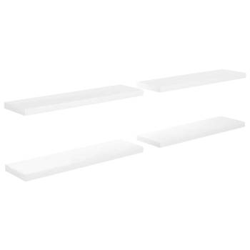 vidaXL Wandschappen zwevend 4 st 90x23,5x3,8 cm MDF hoogglans wit