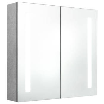 vidaXL Badkamerkast met spiegel en LED 62x14x60 cm betongrijs