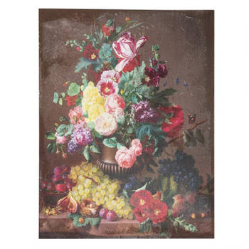Clayre & Eef Groene Schilderij met bloemen en fruit 60*3*80 cm 50629