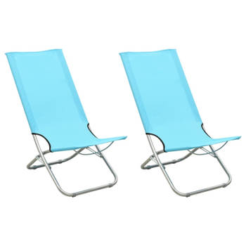 vidaXL Strandstoelen 2 st inklapbaar stof turquoise