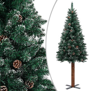 vidaXL Kerstboom met echt hout en sneeuw smal 150 cm groen