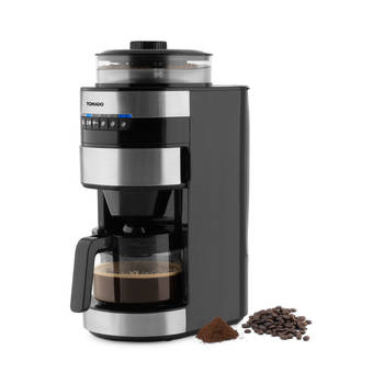 Blokker Tomado TGB0801S - Grind & Brew koffiezetapparaat - Filterkoffie - Koffiebonen - 0.75 L inhoud - RVS/Zwart aanbieding