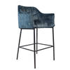 Bronx71 Velvet barkruk Jayron blauw 82 cm.