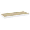 vidaXL Wandschap zwevend 60x23,5x3,8 cm MDF eikenkleurig en wit