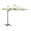 vidaXL Zweefparasol met paal en LED-verlichting 300 cm zandkleurig