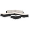 vidaXL 6-delige Loungeset met kussens poly rattan zwart