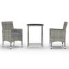 vidaXL 3-delige Bistroset poly rattan en gehard glas grijs