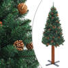 vidaXL Kerstboom met echt hout en dennenappels smal 150 cm PVC groen