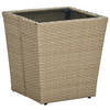 vidaXL Salontafel 41,5x41,5x44 cm poly rattan en gehard glas beige