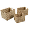 The Living Store Opbergmanden - Waterhyacint - Set van 3 - Bruin - 25x20x18 cm / 30x25x22 cm / 35x30x25 cm