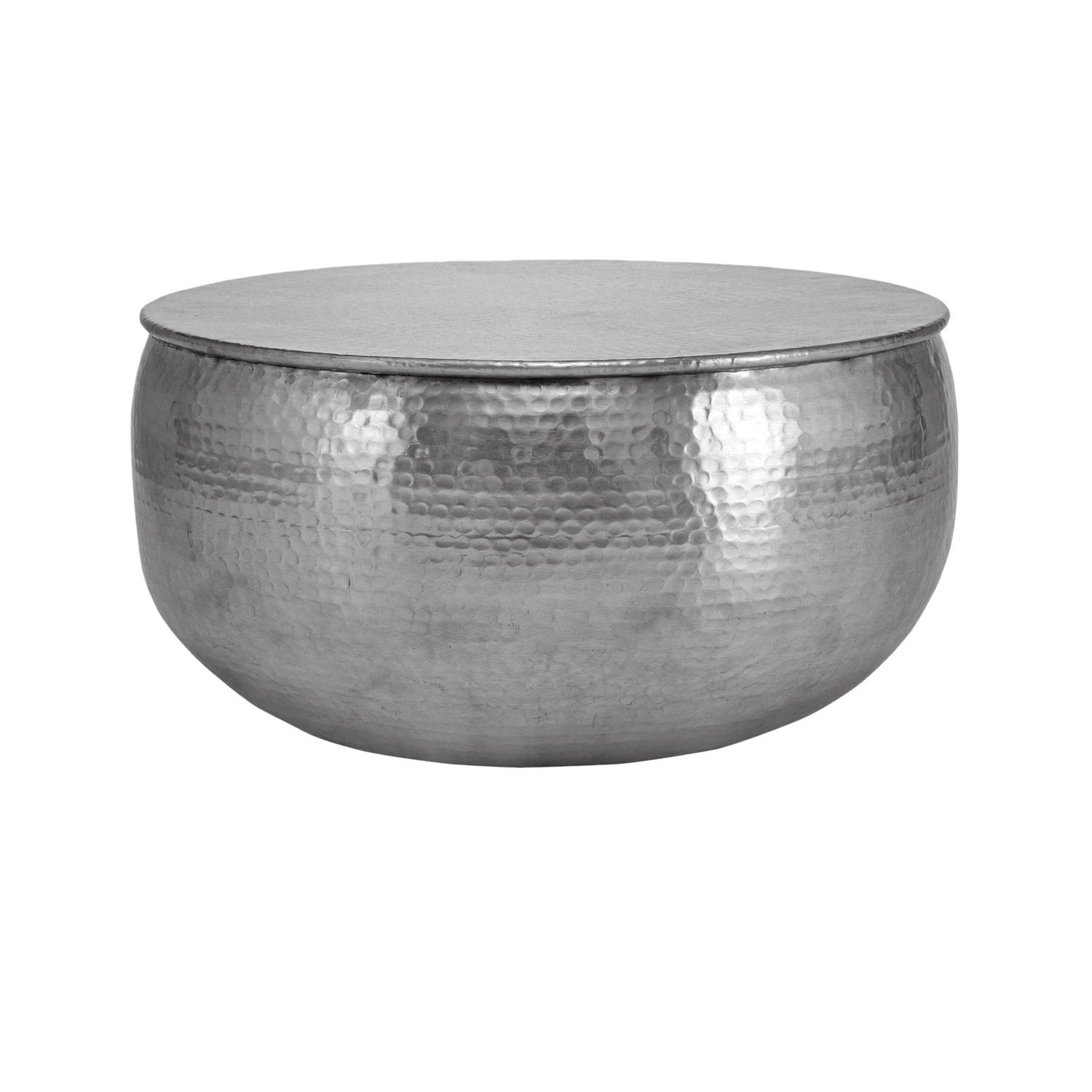 WOMO-DESIGN salontafel, Ø 60x30,5 cm, zilver, gemaakt van gehamerd aluminium legering