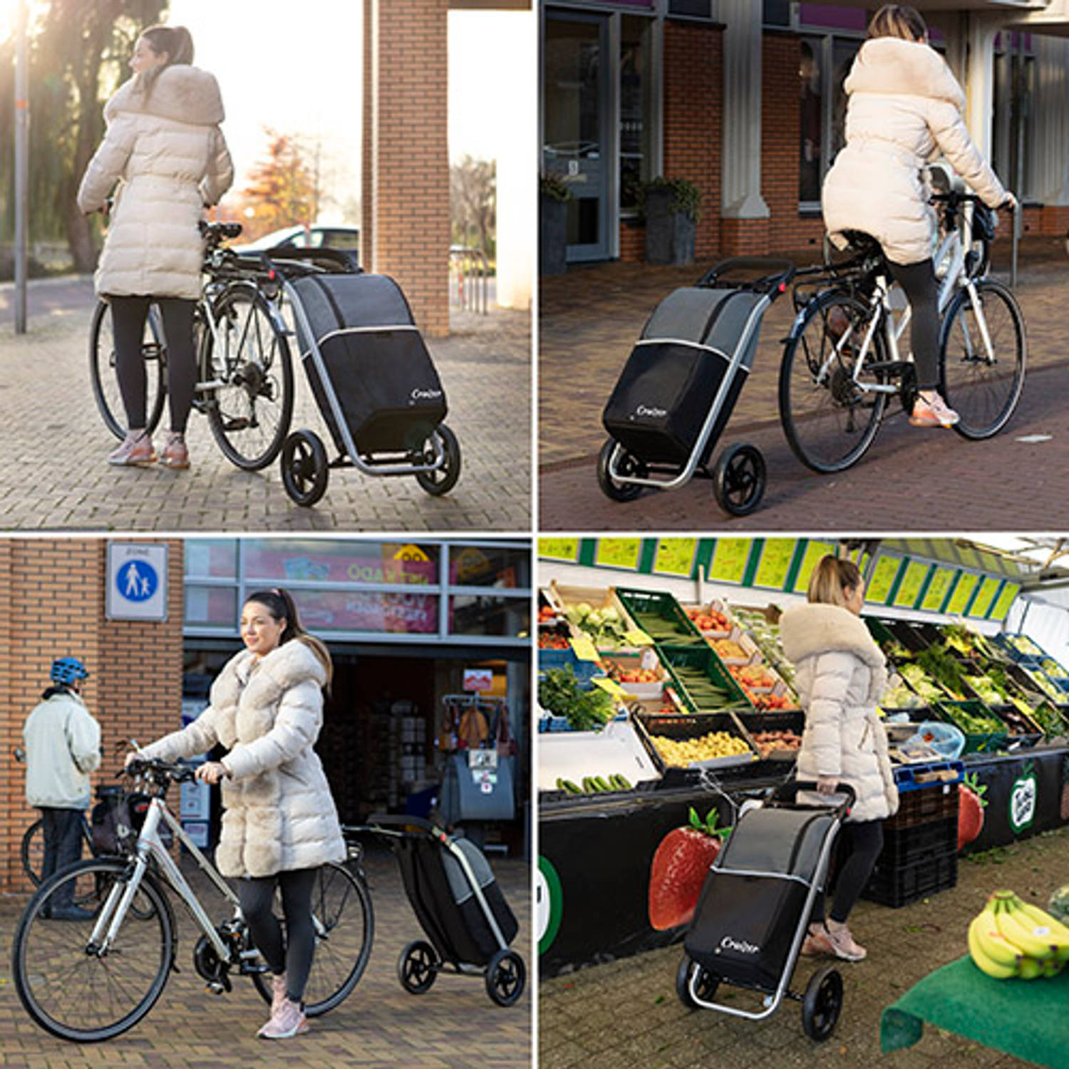 aflevering bijzonder Verbanning Shoppingcruiser 2 in 1 Boodschappentrolley voor achter de fiets - Fietskar  - bagagekar | Blokker