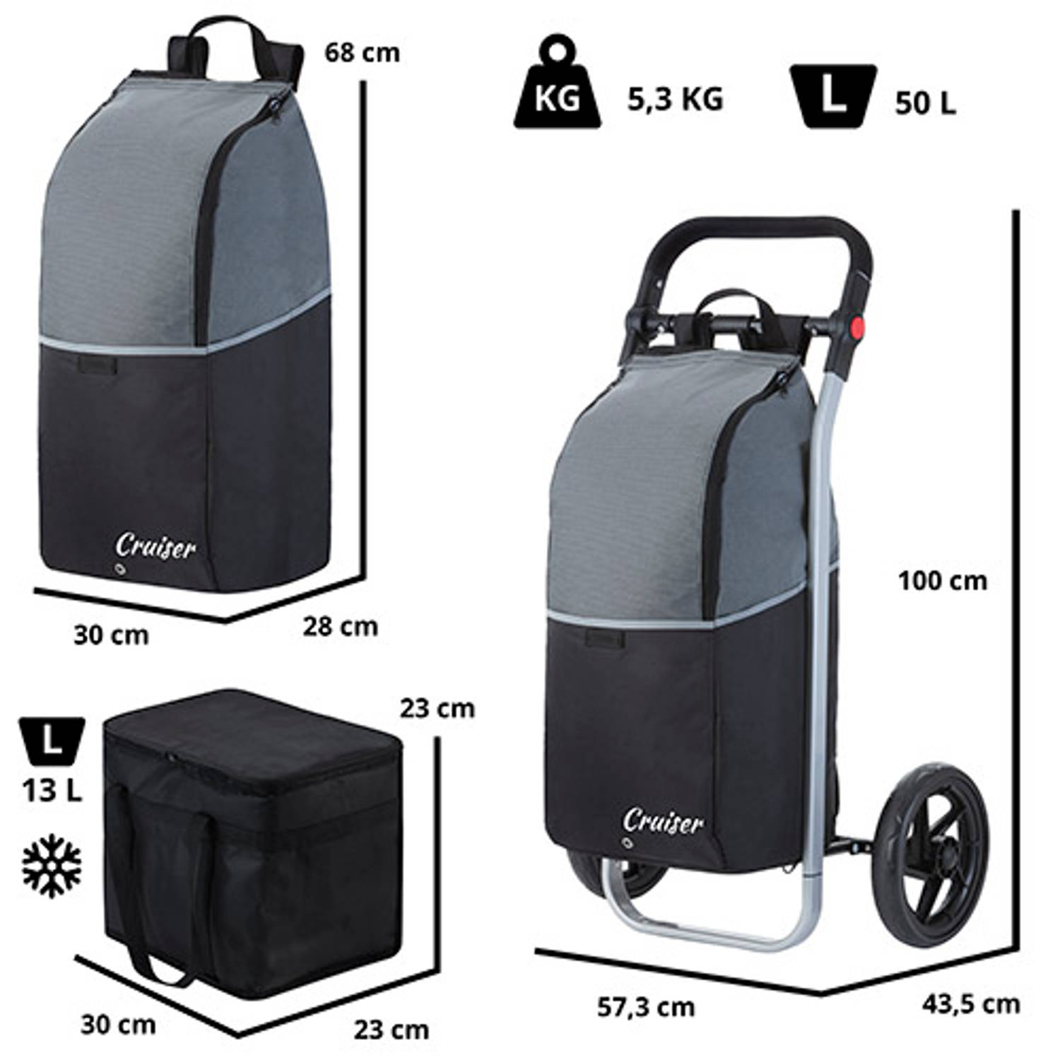 Shoppingcruiser 2 in 1 Boodschappentrolley voor achter fiets - bagagekar | Blokker