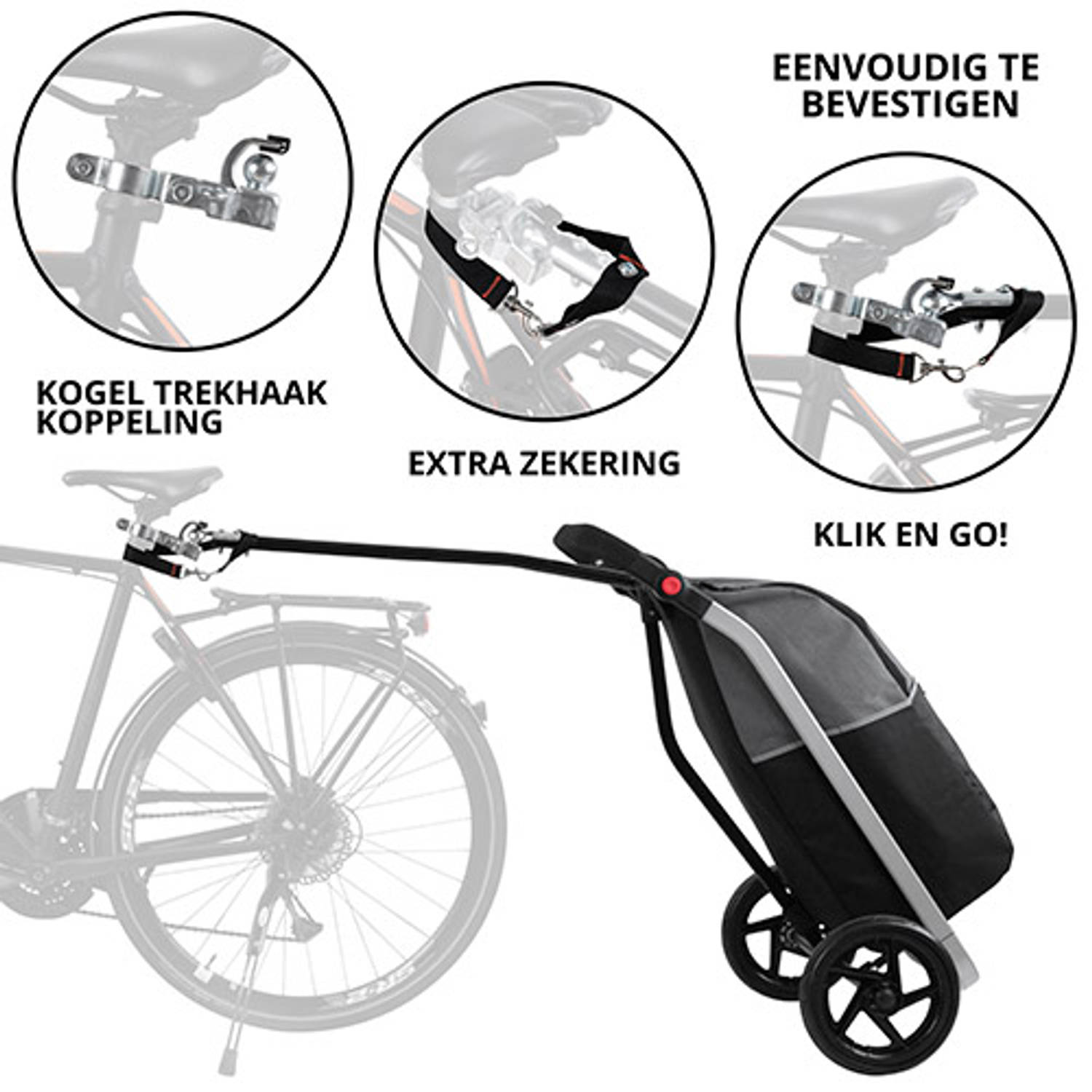 binnenkomst Omgeving Kameraad Shoppingcruiser 2 in 1 Boodschappentrolley voor achter de fiets - Fietskar  - bagagekar | Blokker
