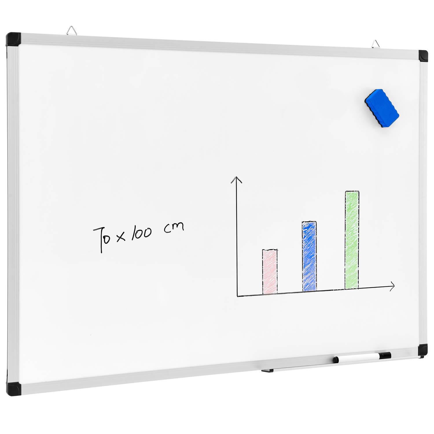 Acaza Magnetisch Whiteboard 70x100cm Magneetbord-Memobord Met Uitwisbare Stift, Wisser En Afleggoot