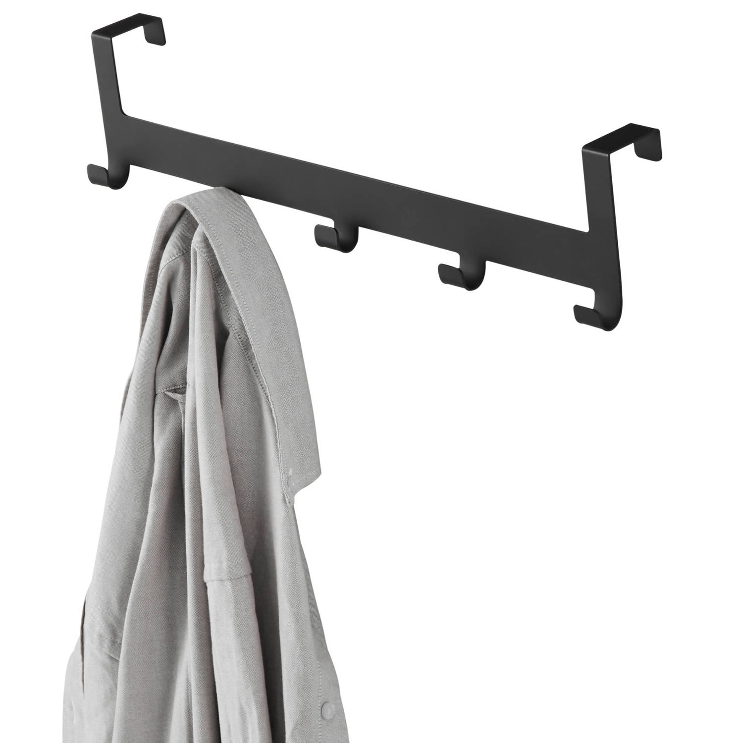 Doorweekt hobby mist ACAZA metalen Deurkapstok met 5 Deur Haken, Deurhanger Kapstok voor  Handdoek en Kleding, Metaal, Zwart | Blokker