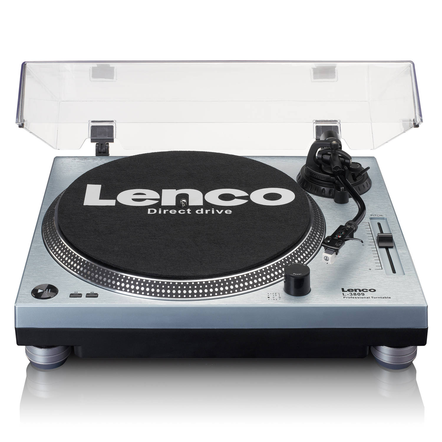 Lenco L-3809me Direct Aangedreven Platenspeler Met Usb-pc Encoding Metallic Blauw