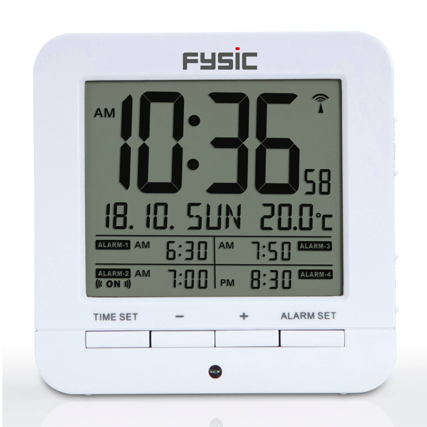Fysic FKW-8 DCF Wekker met thermometer - Wekker met dag, datum en temperatuur aanduiding - compact