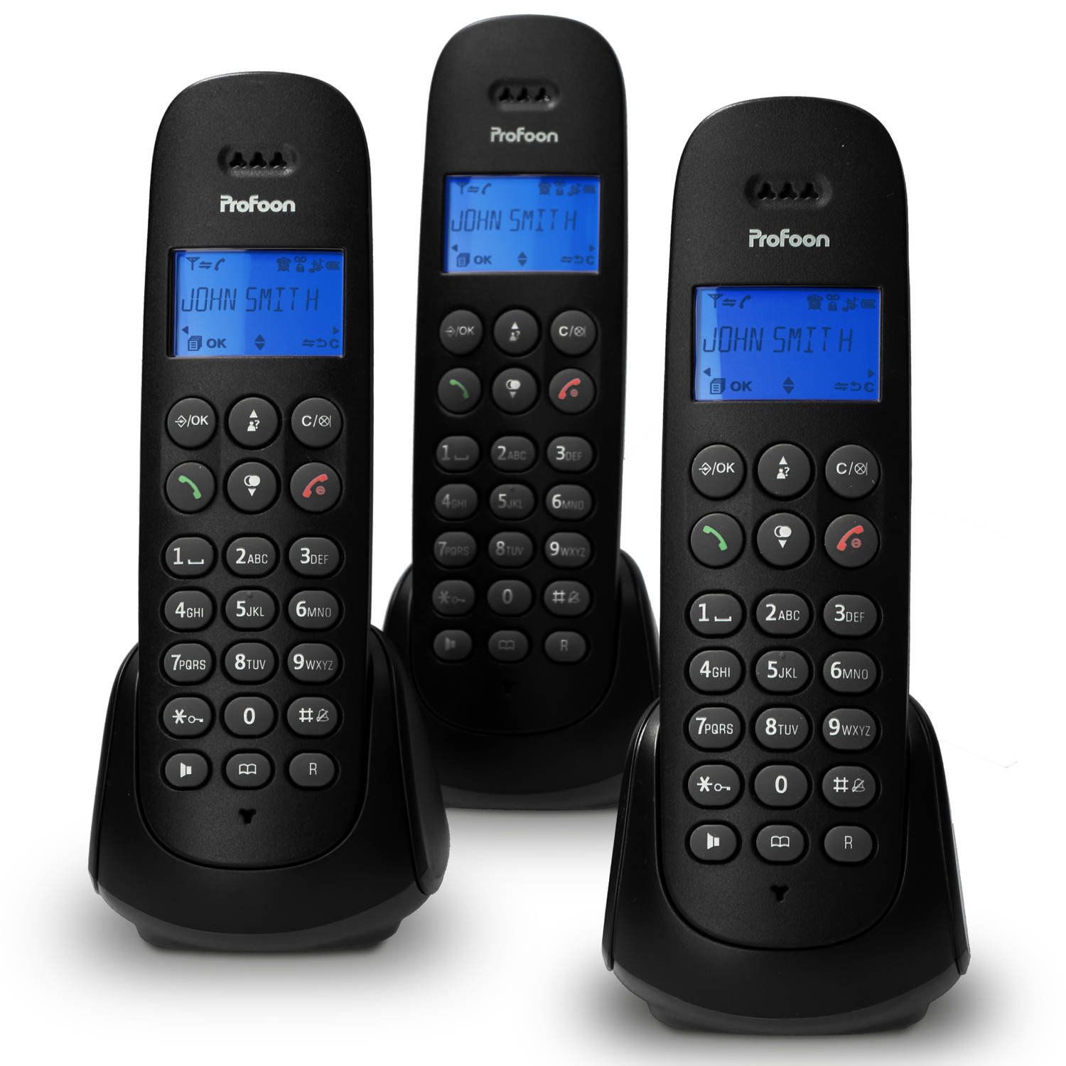 Profoon Pdx-300 Triple Dect Telefoon Met 3 Handsets, Zwart