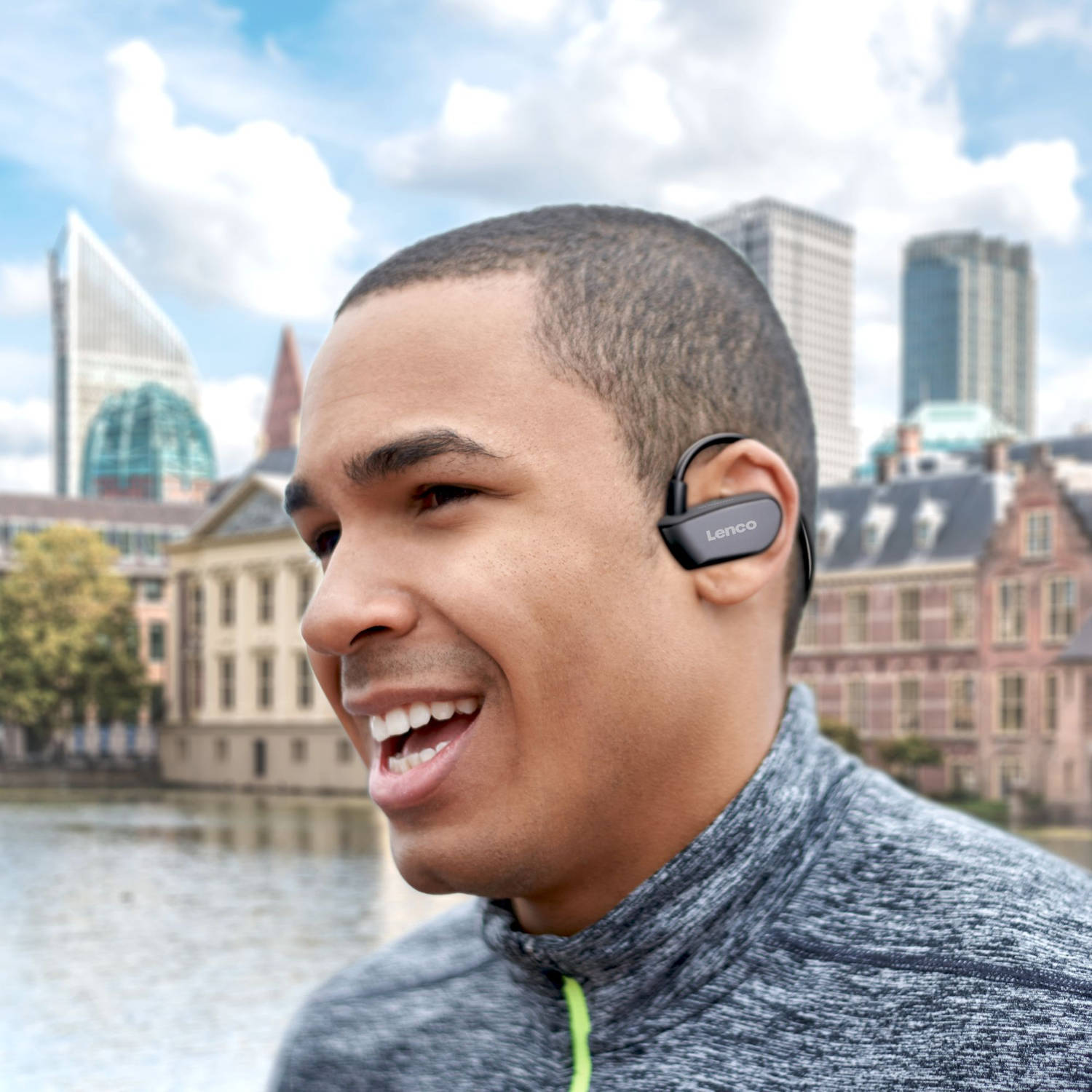 Succes strip steno Bluetooth® waterproof sport koptelefoon met 8 gb MP3-speler Lenco BTX-860BK  Zwart-Grijs | Blokker