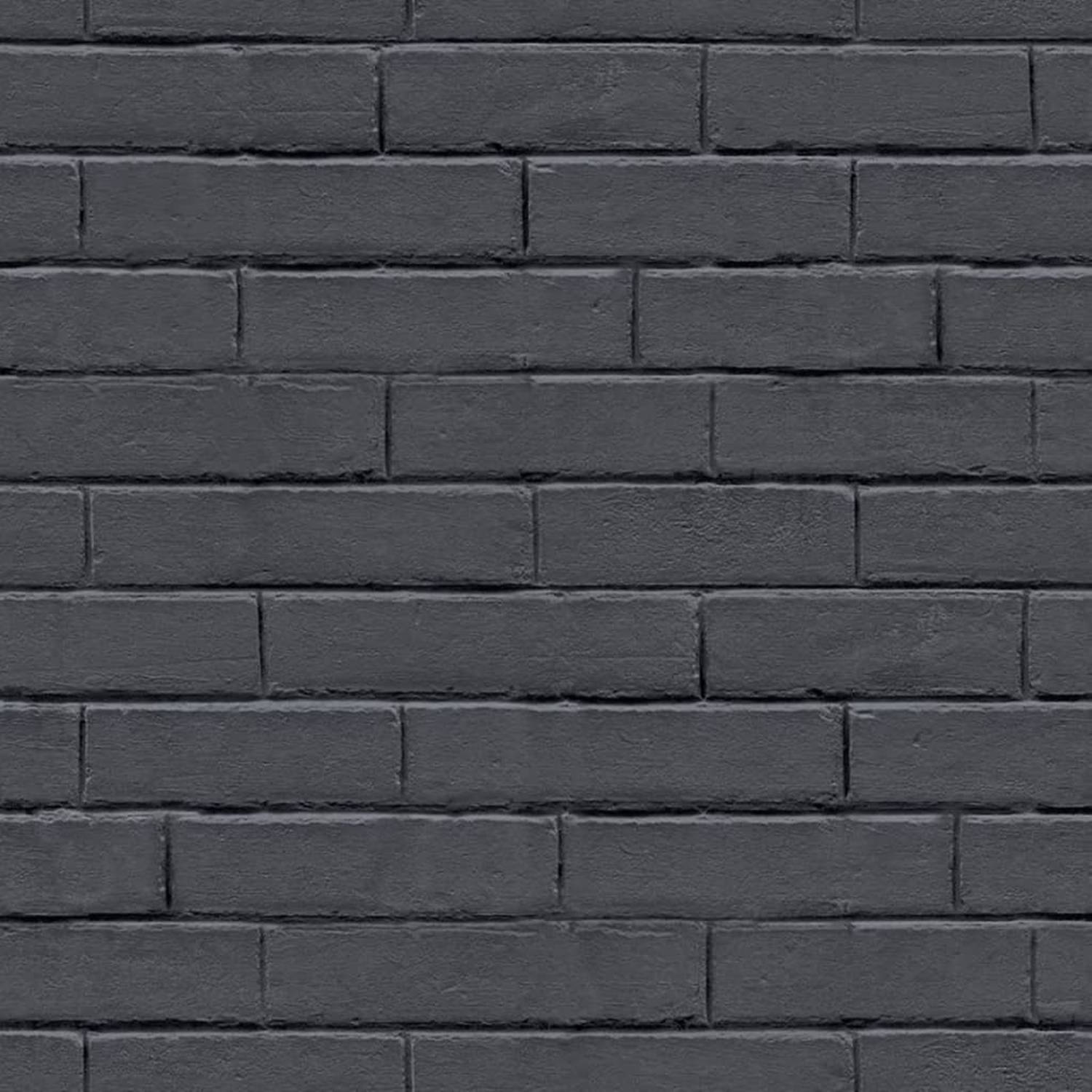Good Vibes Behang Chalkboard Brick Wall Zwart En Grijs