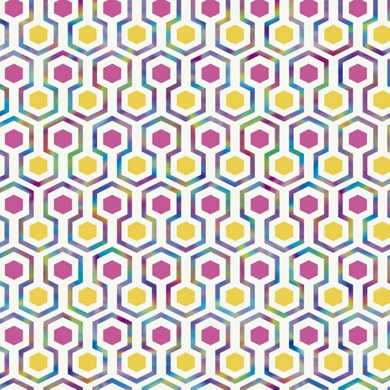 Good Vibes Behang Hexagon Pattern Roze En Geel