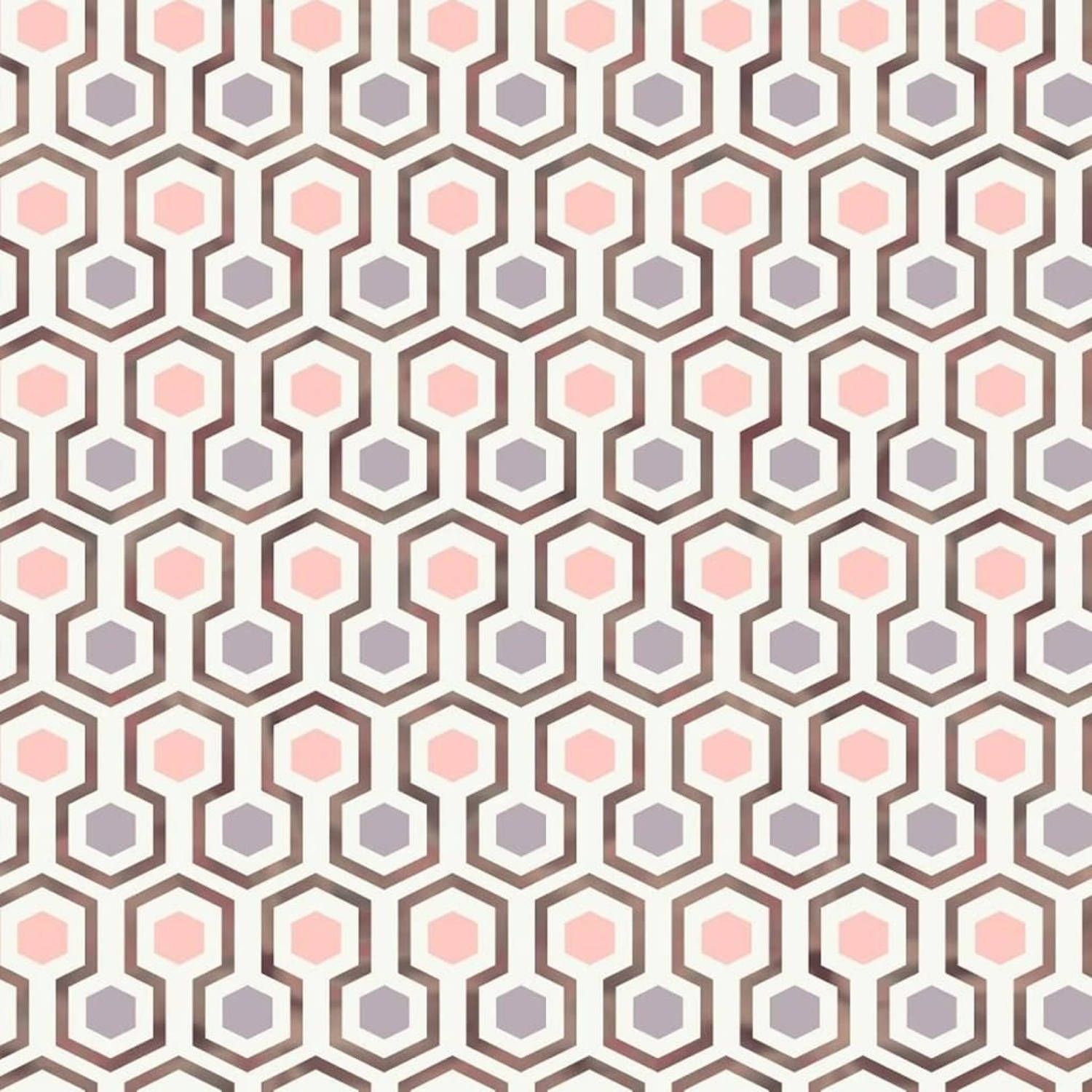 Good Vibes Behang Hexagon Pattern Roze En Paars