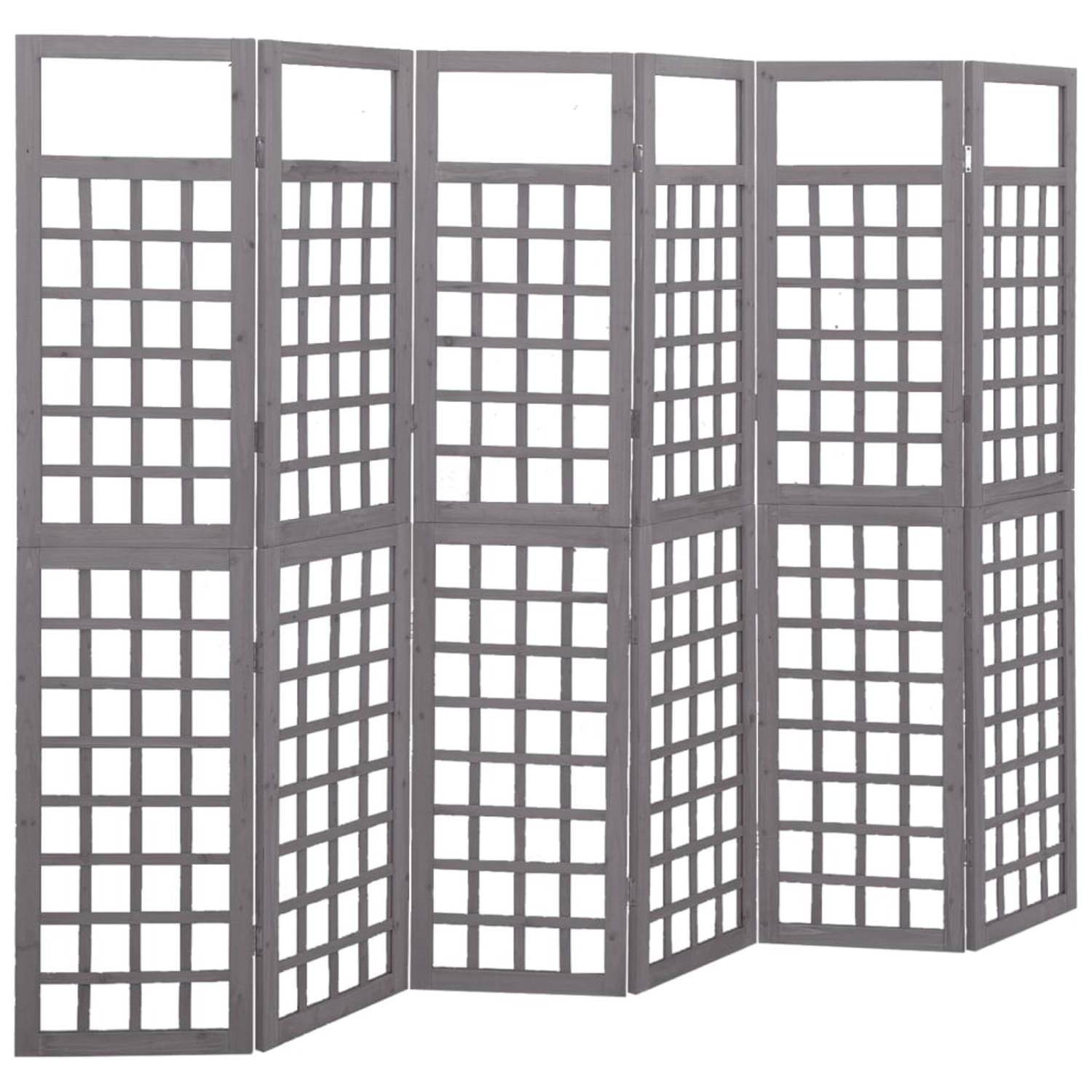 Vidaxl Kamerscherm-trellis Met 6 Panelen 242,5x180 Cm Vurenhout Grijs