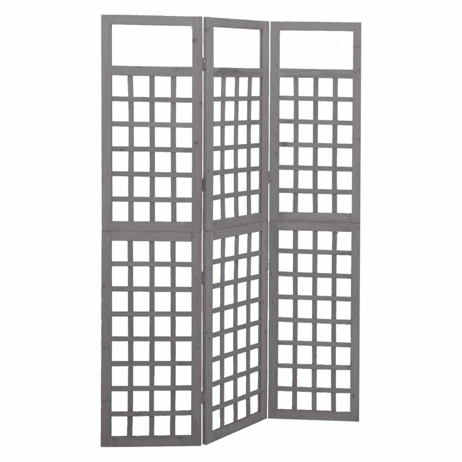 Vidaxl Kamerscherm-trellis Met 3 Panelen 121x180 Cm Vurenhout Grijs