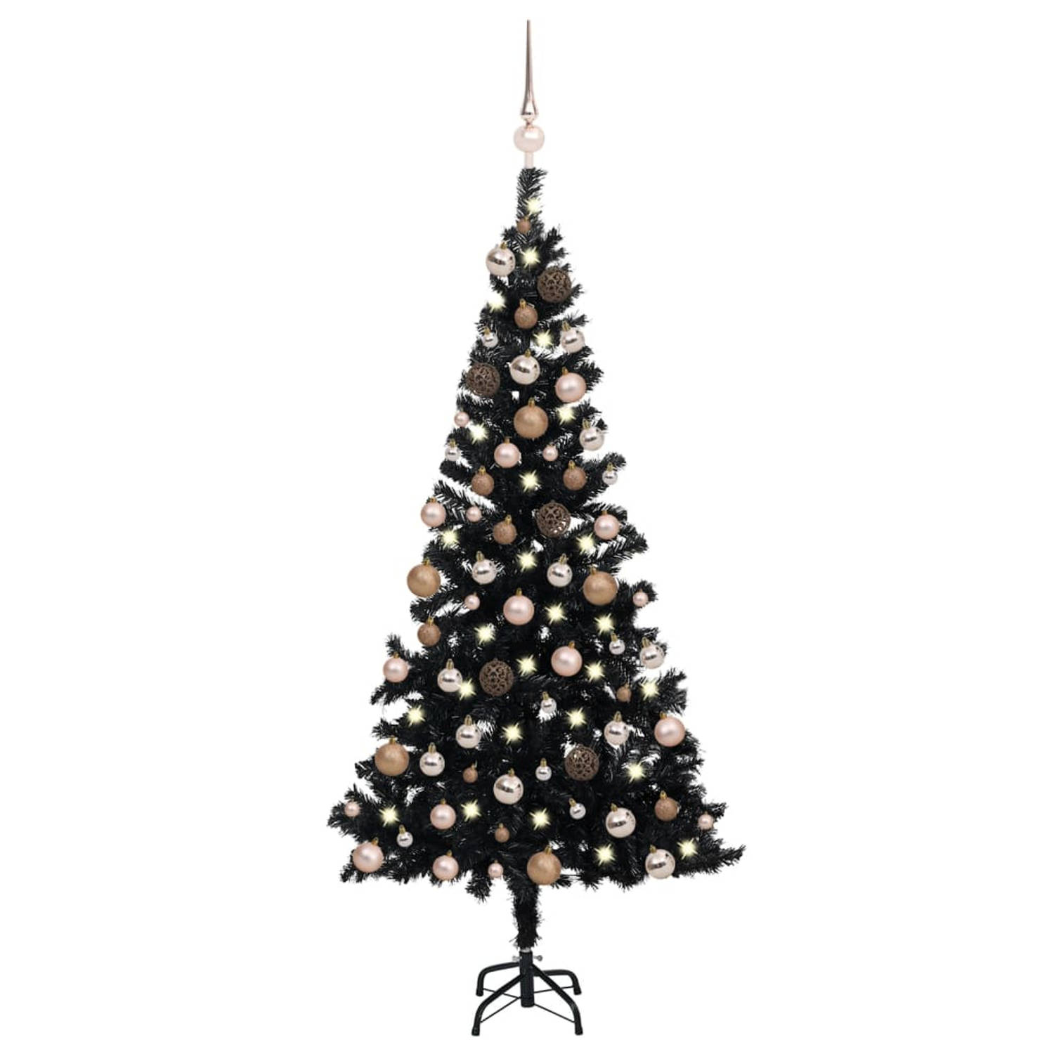 Vidaxl Kunstkerstboom Met Led's En Kerstballen 180 Cm Pvc Zwart