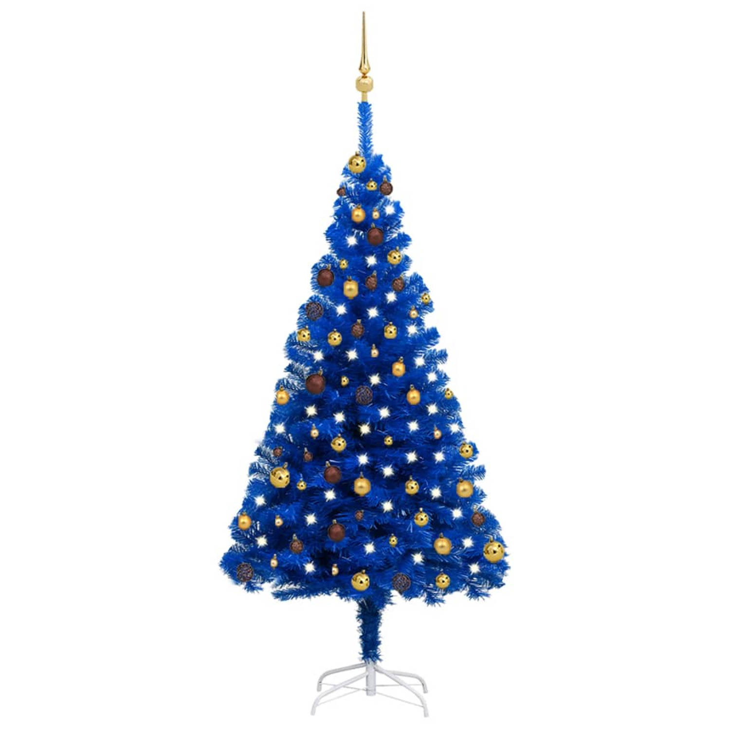 Vidaxl Kunstkerstboom Met Led's En Kerstballen 180 Cm Pvc Blauw