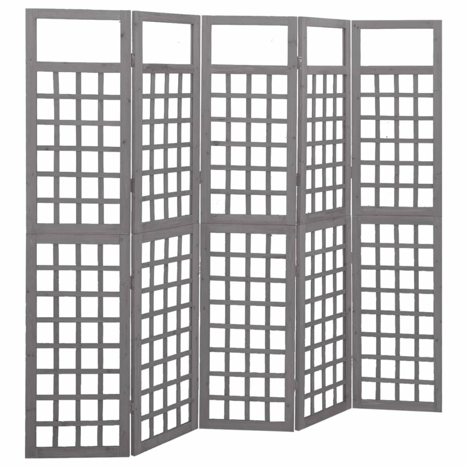 Vidaxl Kamerscherm-trellis Met 5 Panelen 201,5x180 Cm Vurenhout Grijs