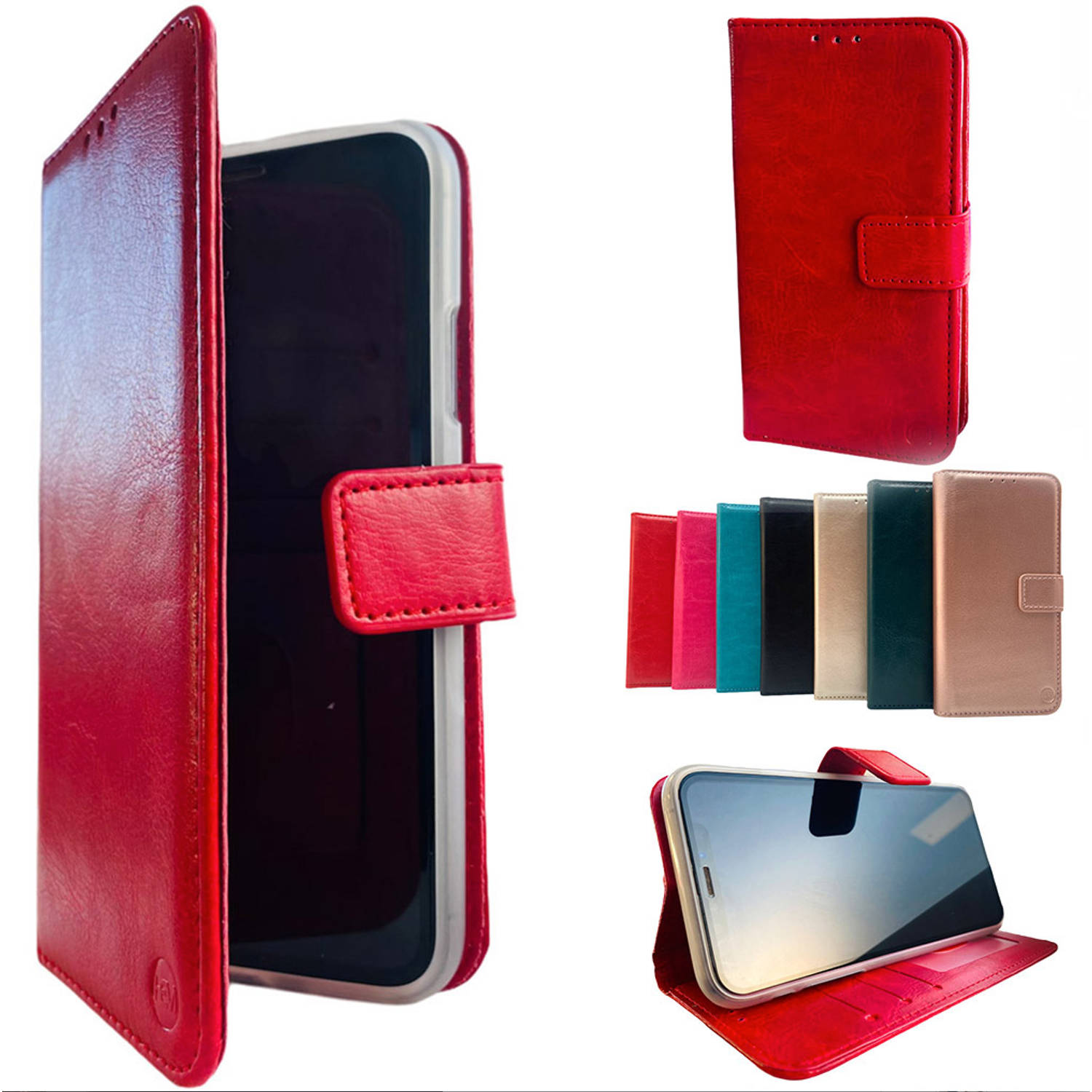 Apple Iphone 12 Rode Wallet-Book Case-Boekhoesje- Telefoonhoesje