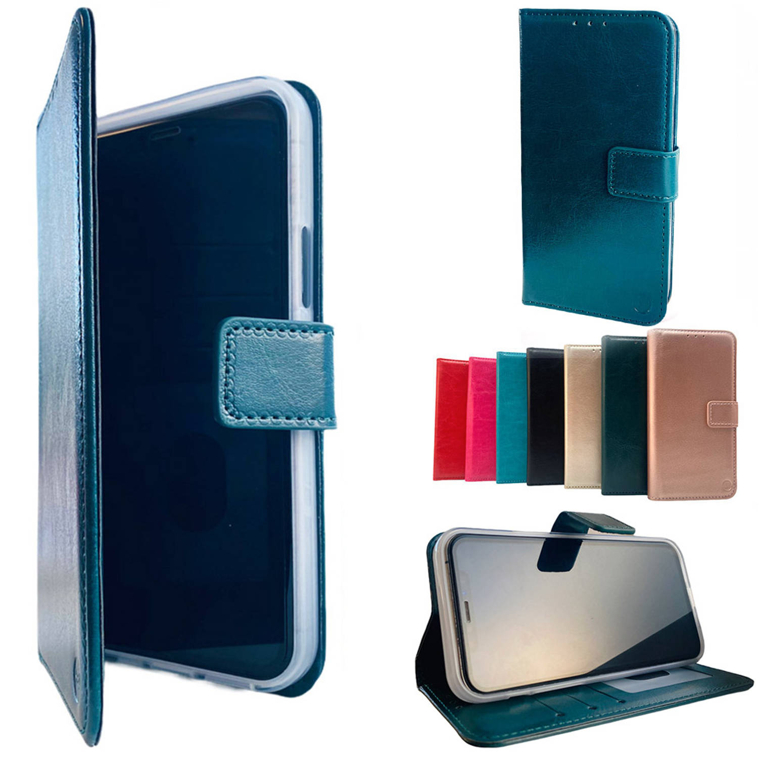 Apple Iphone 12 Mini Donker Groene Wallet-Book Case-Boekhoesje- Telefoonhoesje