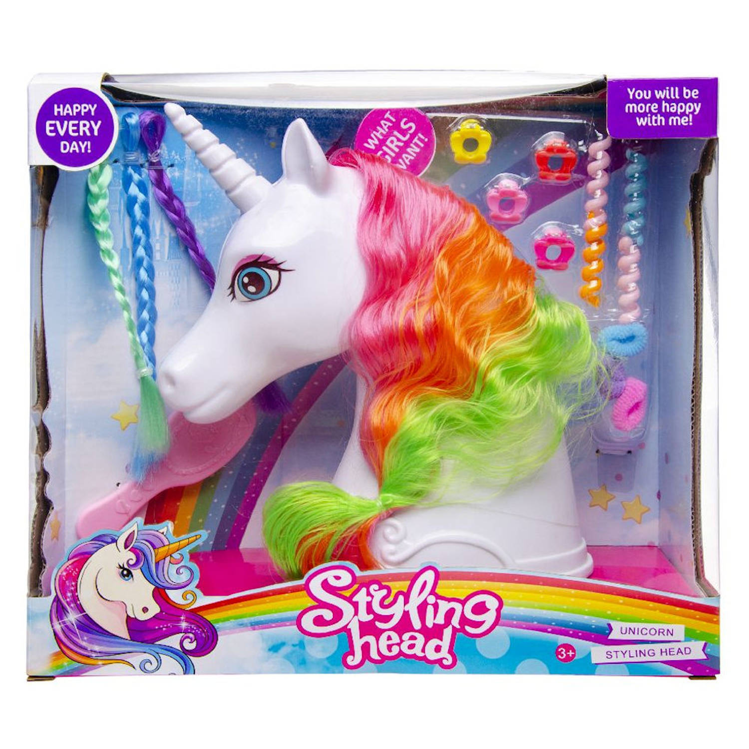 Decopatent® Speelgoed Unicorn Kaphoofd Sminkpop Voor Kinderen Pop